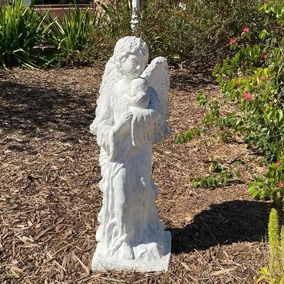 Angel Holding Child Concrete Statue 