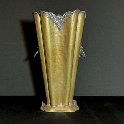 Indian Antiqued Brass & Silver Toned Metal Umbrella Stand 