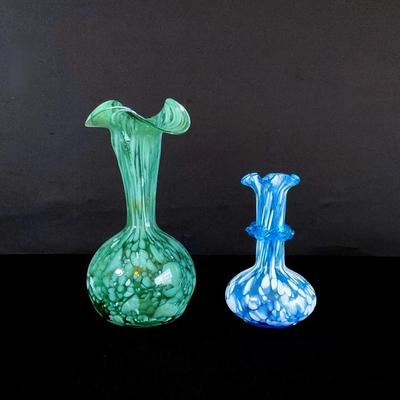 Two Vintage Art Glass Vases