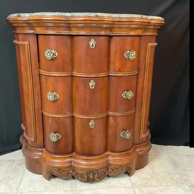 Scalloped Chest Of Drawers With Granite Top