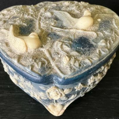 Heart Shaped Incolay Jewelry Box 