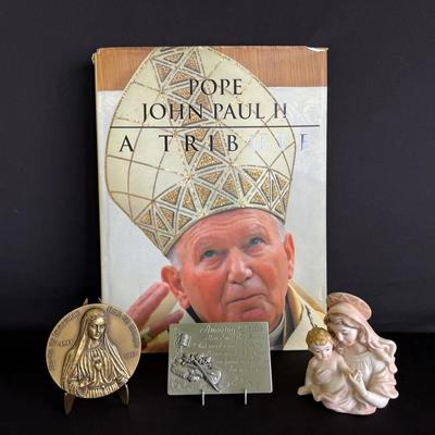 Pope John Paul II Coffee Table Book And Religious Collectibles 
