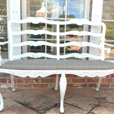 Outdoor White Cast Aluminum Bench 