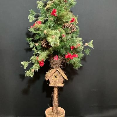 Artificial Decorated Tree With Birdhouse 