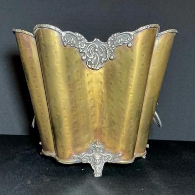 Indian Antiqued Brass & Silver Toned Jardiniere