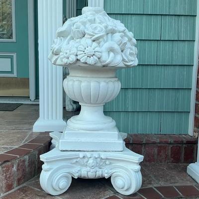 Solid Concrete Flower Pot On Pedestal I