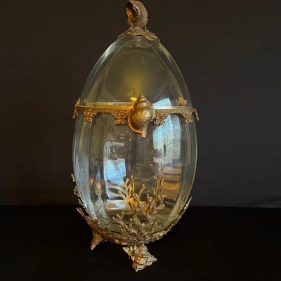 Castilian Imports Crystal Egg With Seashell Motif