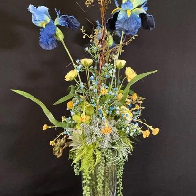 Vibrant Floral Arrangement In A Glass Vase 