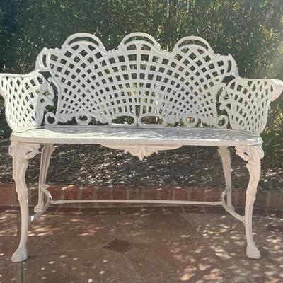 White Cast Aluminum Bench 