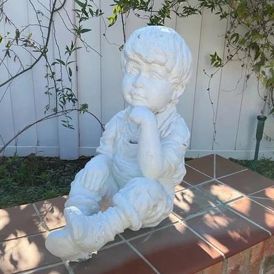 Concrete Little Boy Statue