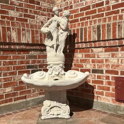 Outdoor Solid Stone Fountain Bird Bath On Pedestal 