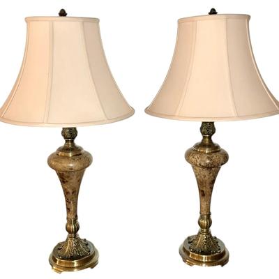Matching Brass & Marble Table Lamps