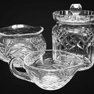 Waterford Crystal Biscuit Barrel, Rose Bowl, & Gravy/Sauce Boat