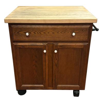 KraftMaid Cabinetry Rolling Kitchen Island, Butcher Block Top