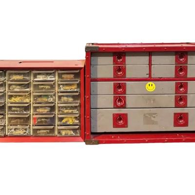 Wood Toolbox & Metal Parts Bin