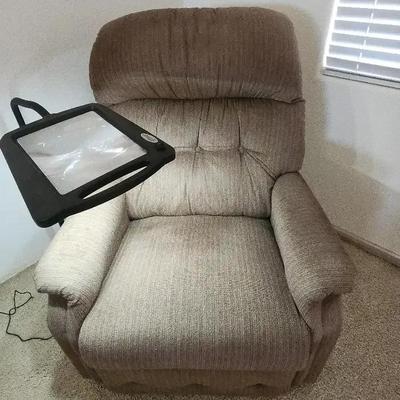 Reading Nook - Comfy Brown Fabric Recliner & Reading Light With Magnifier 