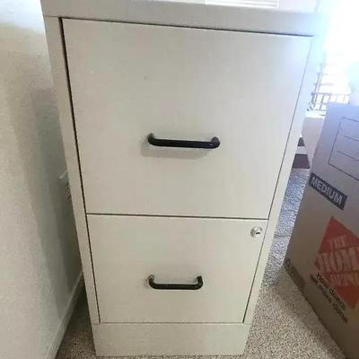 2 Drawer Standard Metal Filing Cabinet, Cream Color - Great Condition