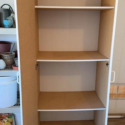 Tall Garage Plywood Storage Cabinet White With 4 Shelves