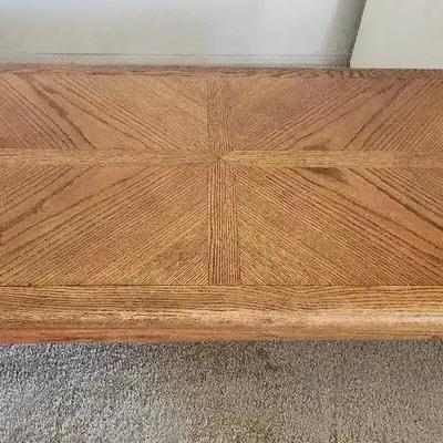 Wood Living Room Coffee Rectangle Table, Art Deco Pattern Top, 56" Wide X 28"