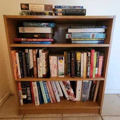 Variety Of Modern Art, Cookbooks & Novel Books & Small 2-Shelf Bookshelf 