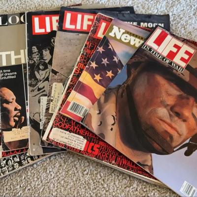 Life, Look & Newsweek Magazines - 1960s, 1970s, On the Moon & Gulf War Commemorative 
