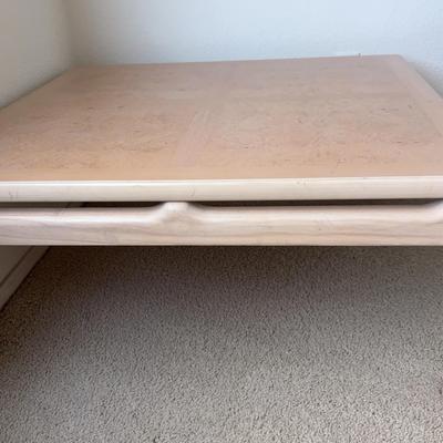 Square Coffee Table, Light Wood Finish with Burl Wood Pattern