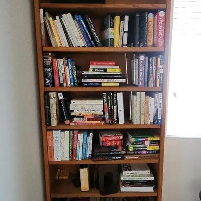 Book Collection & Tall 7 Shelf Adjustable Wooden Bookcase - Coffe Table Books & Hardback Novels