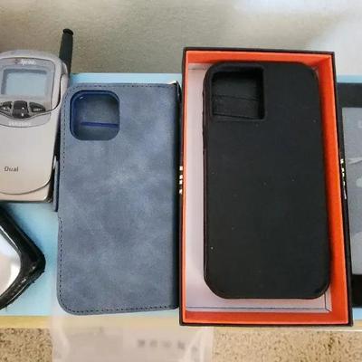 Misc Technology - Amazon Kindle, Cell Phone Cases, & 2 Flip Phones - No Cords / Chargers