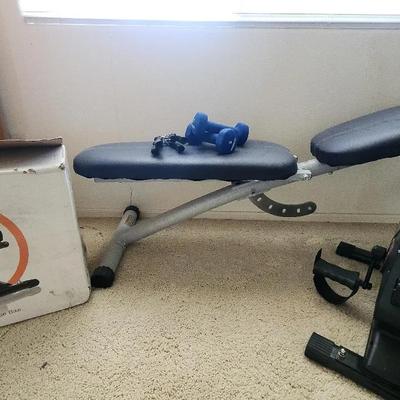 Workout Bench, Yosuba Mini Exercise Bike, Hand Weights, & Grip Exercisers