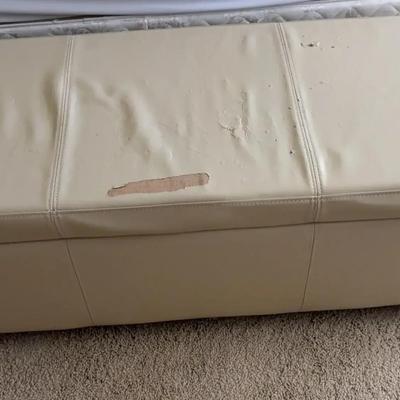 Cream Leather Storage Ottoman - End of Bed or Living Room