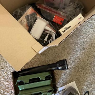 Box of Electronics - Calculators, Microphones, Flashlights & Timex AM / FM