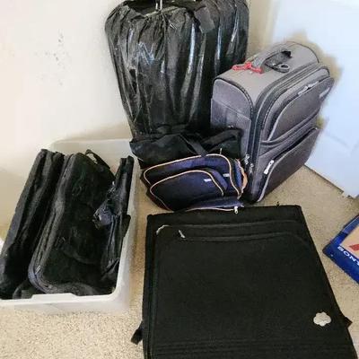 2 Luggage & Traveling Bags, Black, Gray, 1 Hanging Formal Clothes Bag
