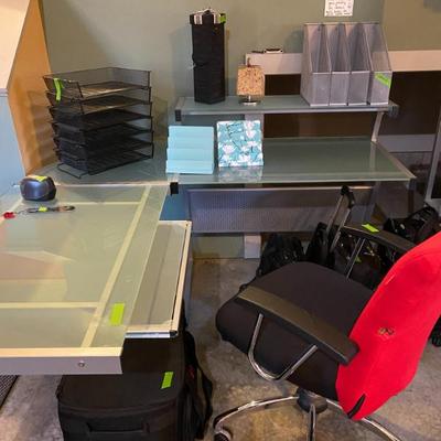 Glass corner desk