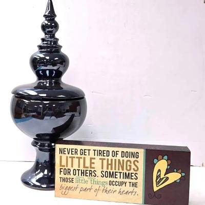 Decorative Urn and Tabletop Block Sign