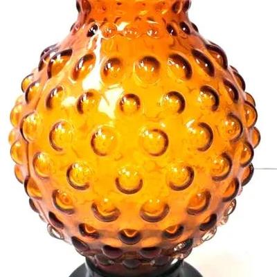 Embossed Green and Amber Pineapple Vase