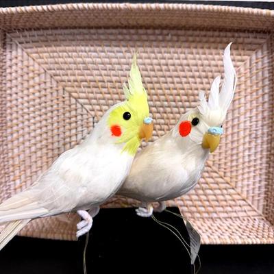 Rattan Basket and Decorative Birds