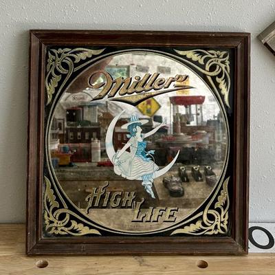 Miller High Life vintage bar mirror beer sign man cave décor