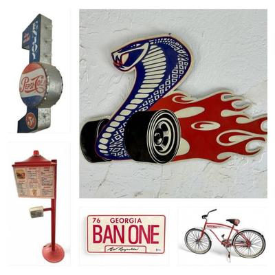 Cobra Wall Sign Gas Pump Light Georgia License Plate Décor