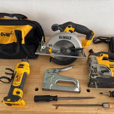 DeWalt Corded Power Tools Lot – Circular Saw, Drill, Jigsaw, and Bag