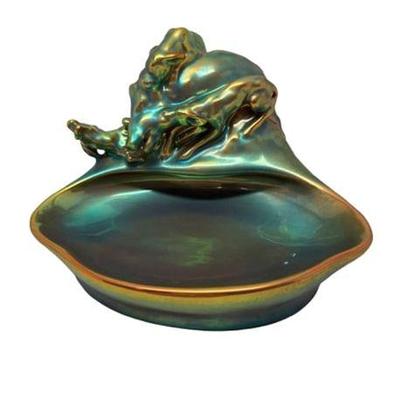 Sale Photo Thumbnail #11: Lot 010   
Zsolnay Eosin Boar Hunt Dish