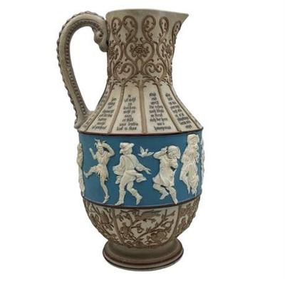 Sale Photo Thumbnail #26: Lot 025   
19th C Villeroy & Boch, Mettlach Pitcher