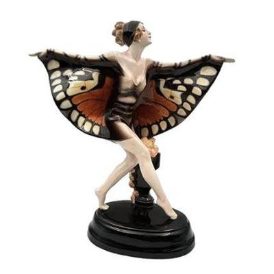 Sale Photo Thumbnail #10: Lot 009   
Goldscheider Art Deco "Butterfly Lady"