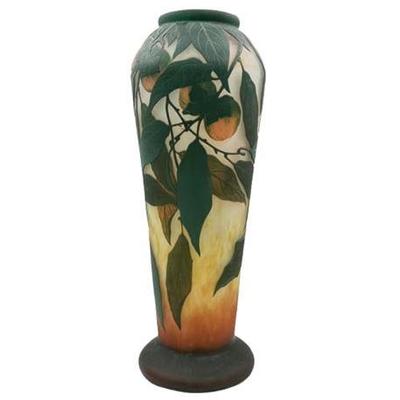 Sale Photo Thumbnail #2: Lot 002   
Daum Nancy Signed Orange Tree Cameo Glass Vase