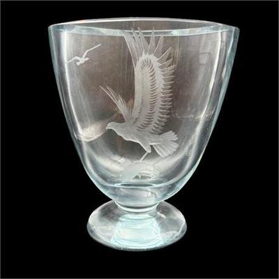 Sale Photo Thumbnail #51: Lot 050   
Strombergshyttan Swedish Crystal Vase Eagle Design