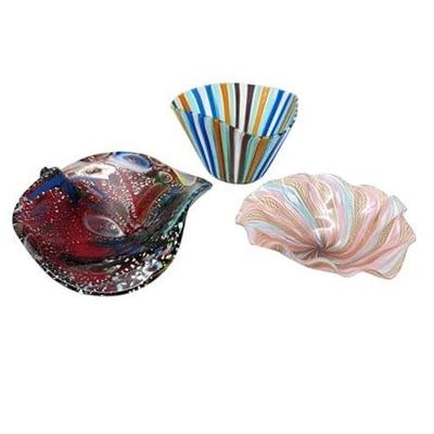 Sale Photo Thumbnail #43: Lot 042   
Mid Century Murano Glass Bowls, Three (3)
