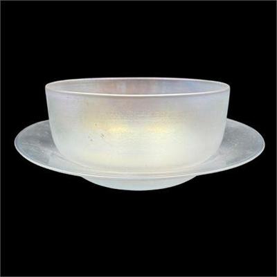 Sale Photo Thumbnail #50: Lot 049   
Steuben Art Glass Iridescent Small Bowl and Wide Rimmed Underplate