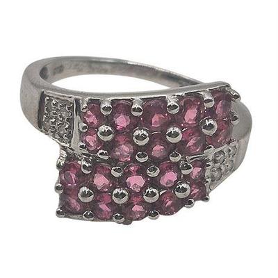 Lot 044   
10K White Gold Red/Pink Tourmaline & Diamond Ring