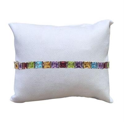 Lot 036   
Sterling Silver Multi-Color Rhinestone Tennis Bracelet