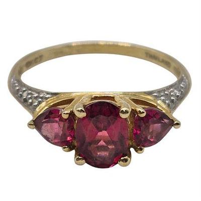 Lot 007  
10K Yellow & White Gold and Rubellite Tourmaline & Diamond Ring