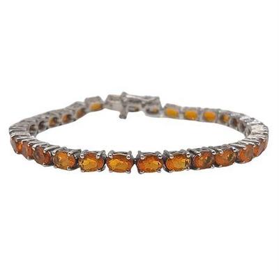 Lot 017  
Sterling Silver Mandarin Citrine Tennis Bracelet